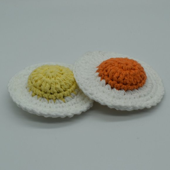 Handcrafted Crochet Fried Egg Catnip Toys Bundle of Two - Picture 2 of 5